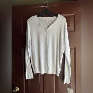 Liz Claiborne Sweater White Metallic Size XL NWT